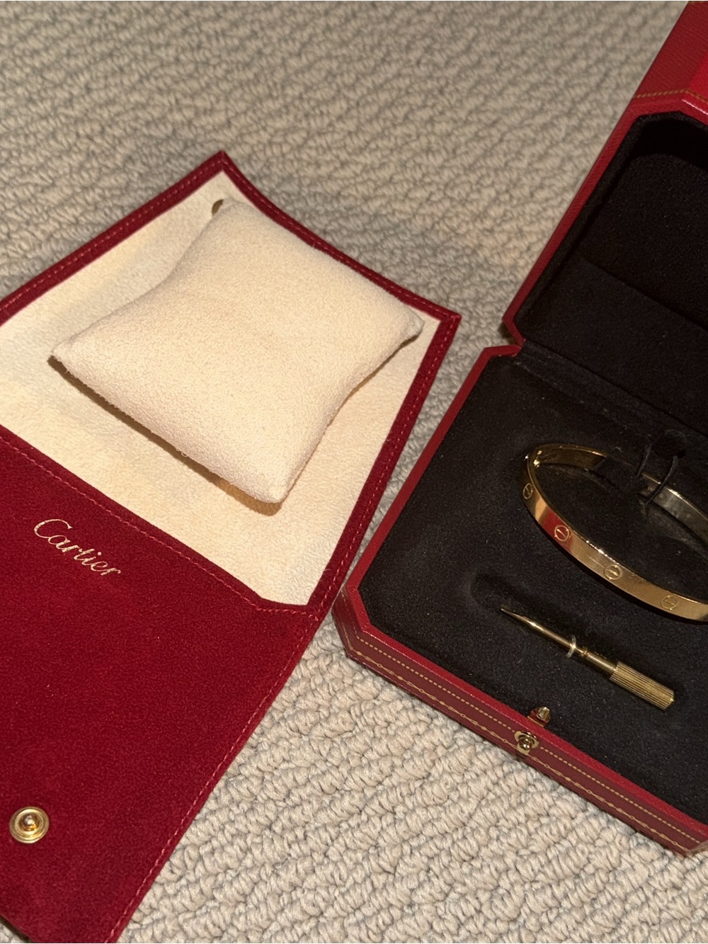 Cartier Gold Love Bracelet with Red Presentation Case